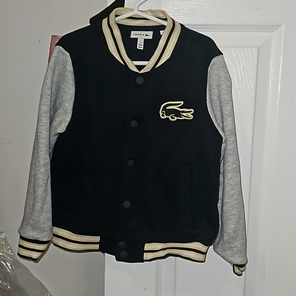 Boys Lacoste light weight varsity style bomber jacket
